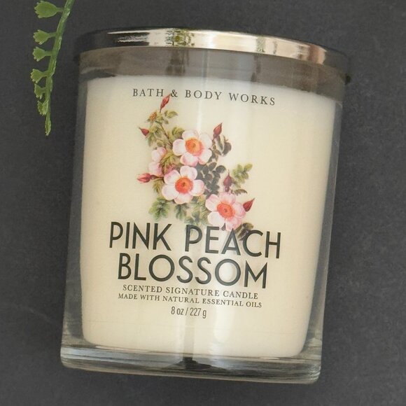 BBW Pink Peach Blossom Bath & Body Works Single Wick Candle - Picture 5 of 10
